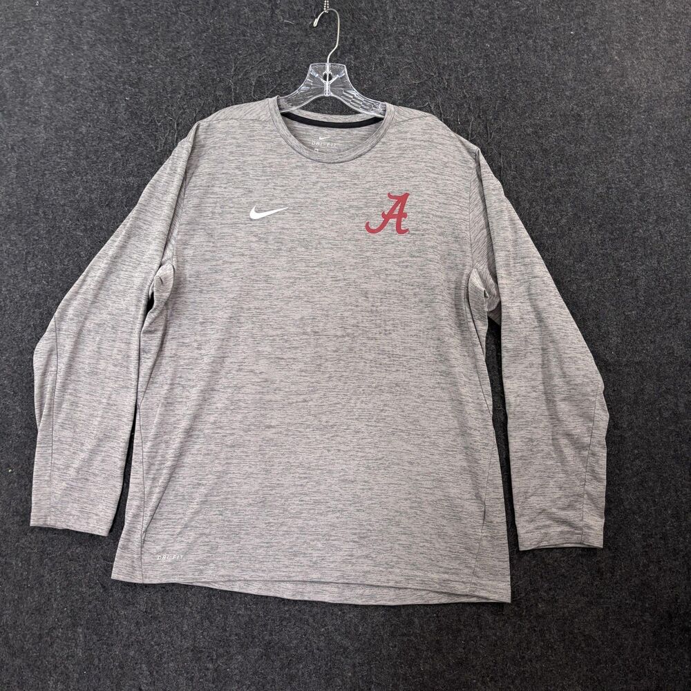 Alabama Crimson Tide Shirt Men's XL Gray Long Sleeve Nike Dri-FIT Football Bama
